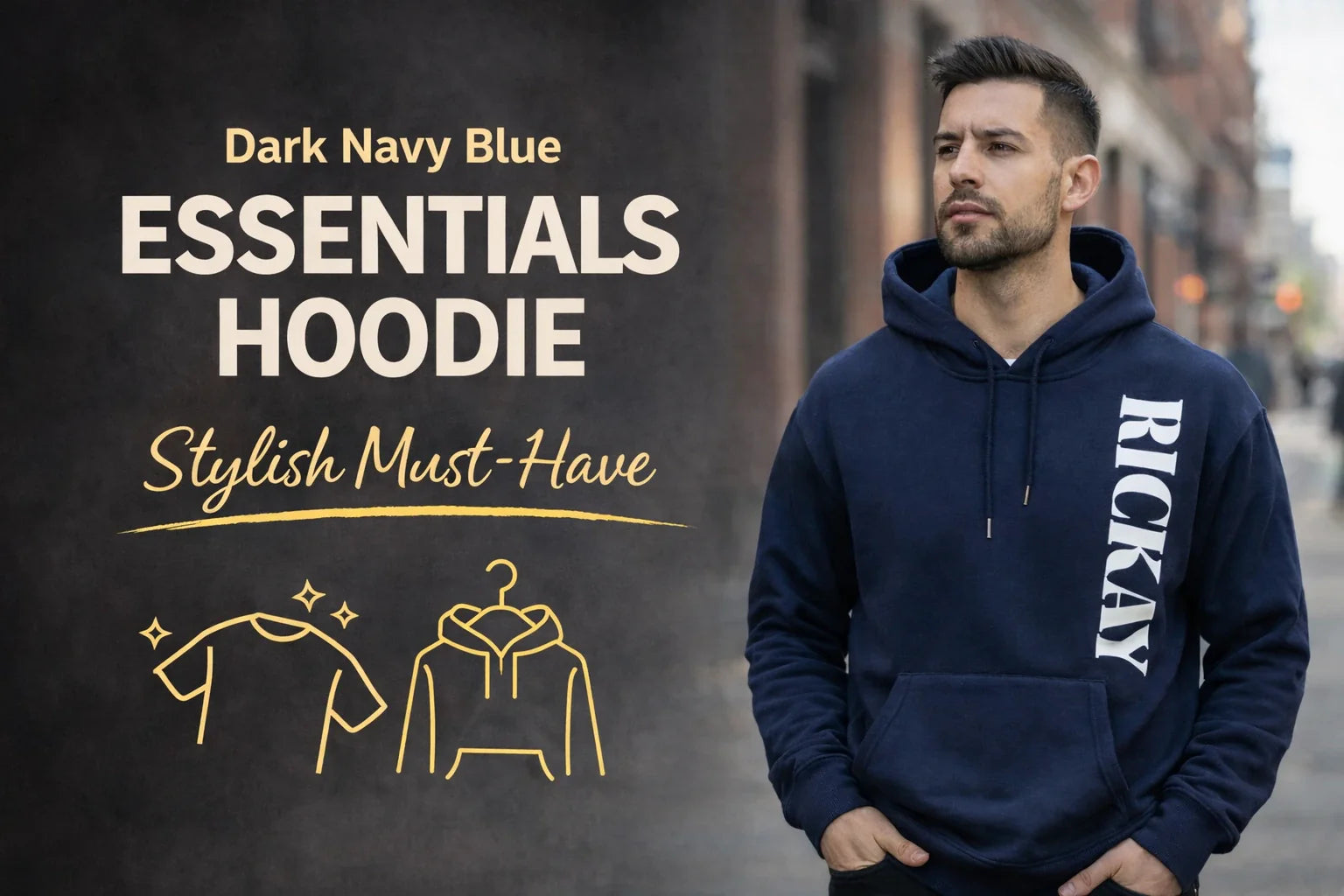 Dark Navy Blue Essentials Hoodie Stylish Must-Have