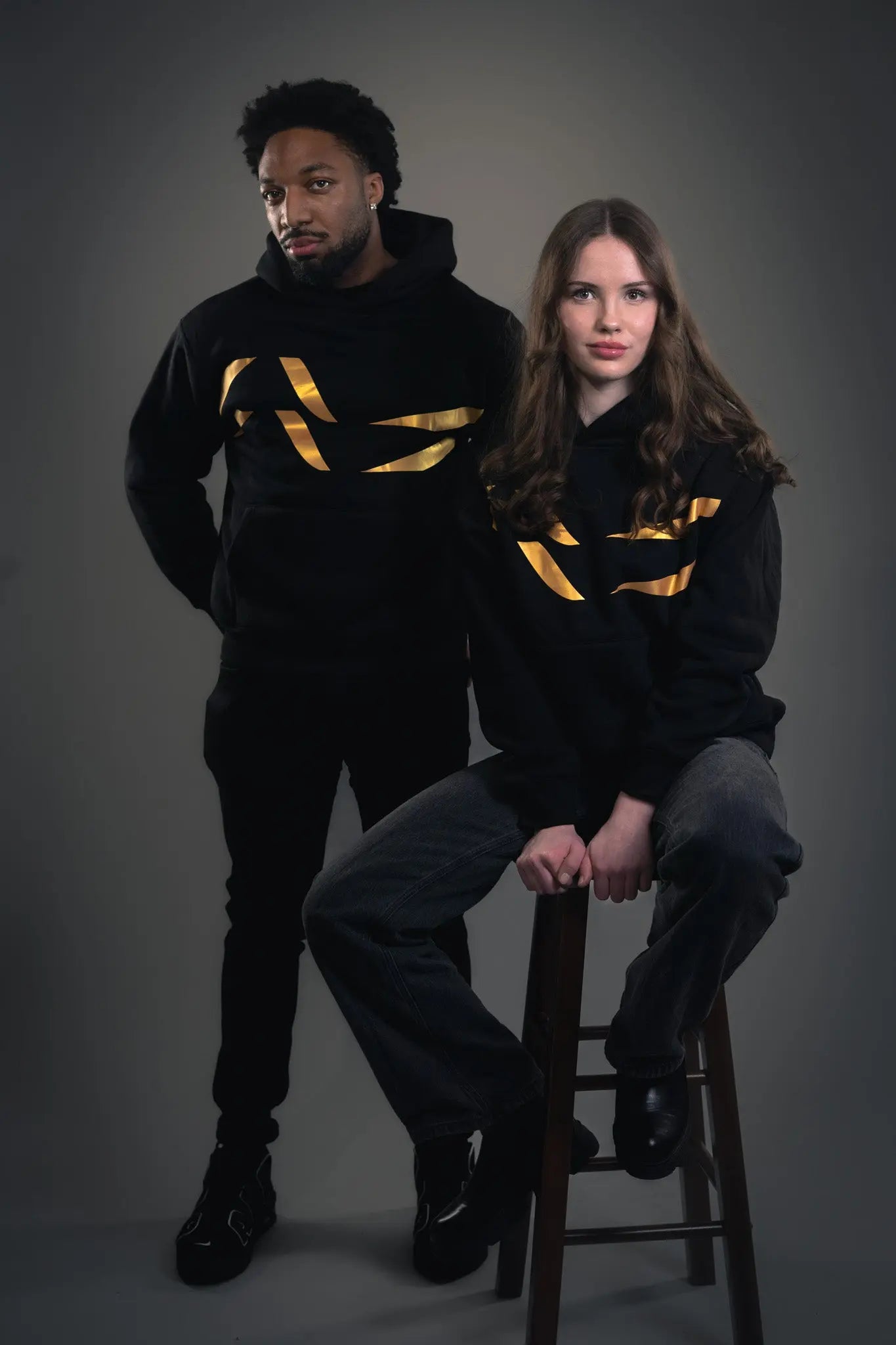 Black vs brown hoodie Canada Rickay Gold Mark black front view
