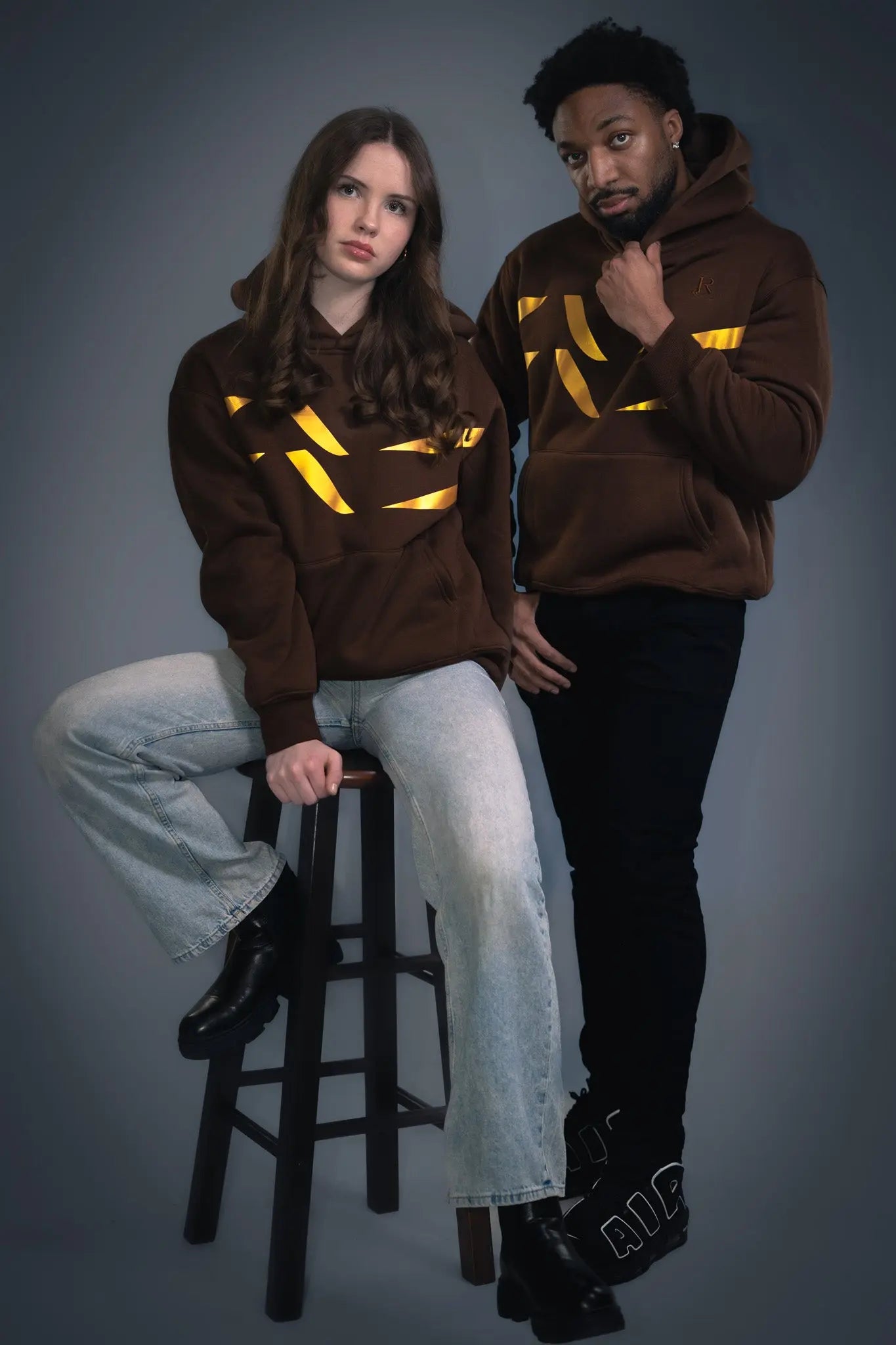 Brown hoodie Canada Rickay Gold Mark men streetwear