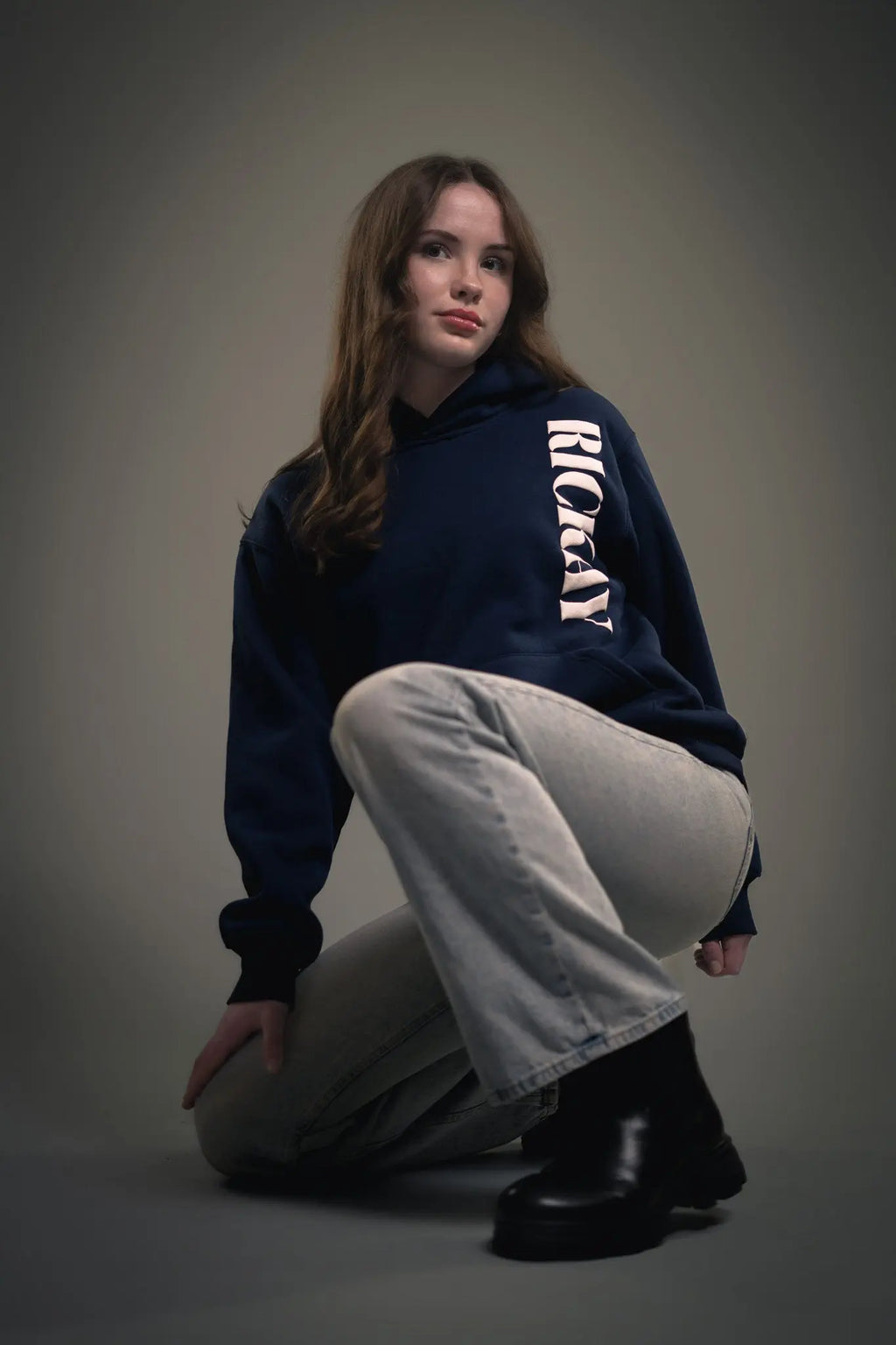 Rickay navy hoodie sleeve detail streetwear fit