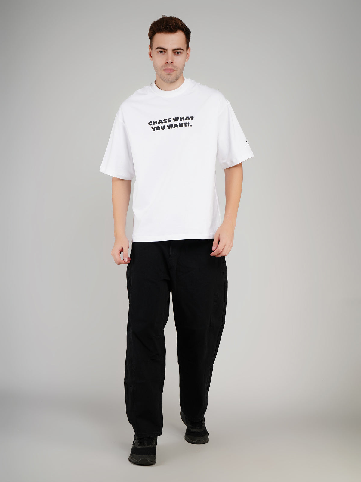 NO EXCUSES Oversized Drop-Shoulder White T-Shirt | Canada