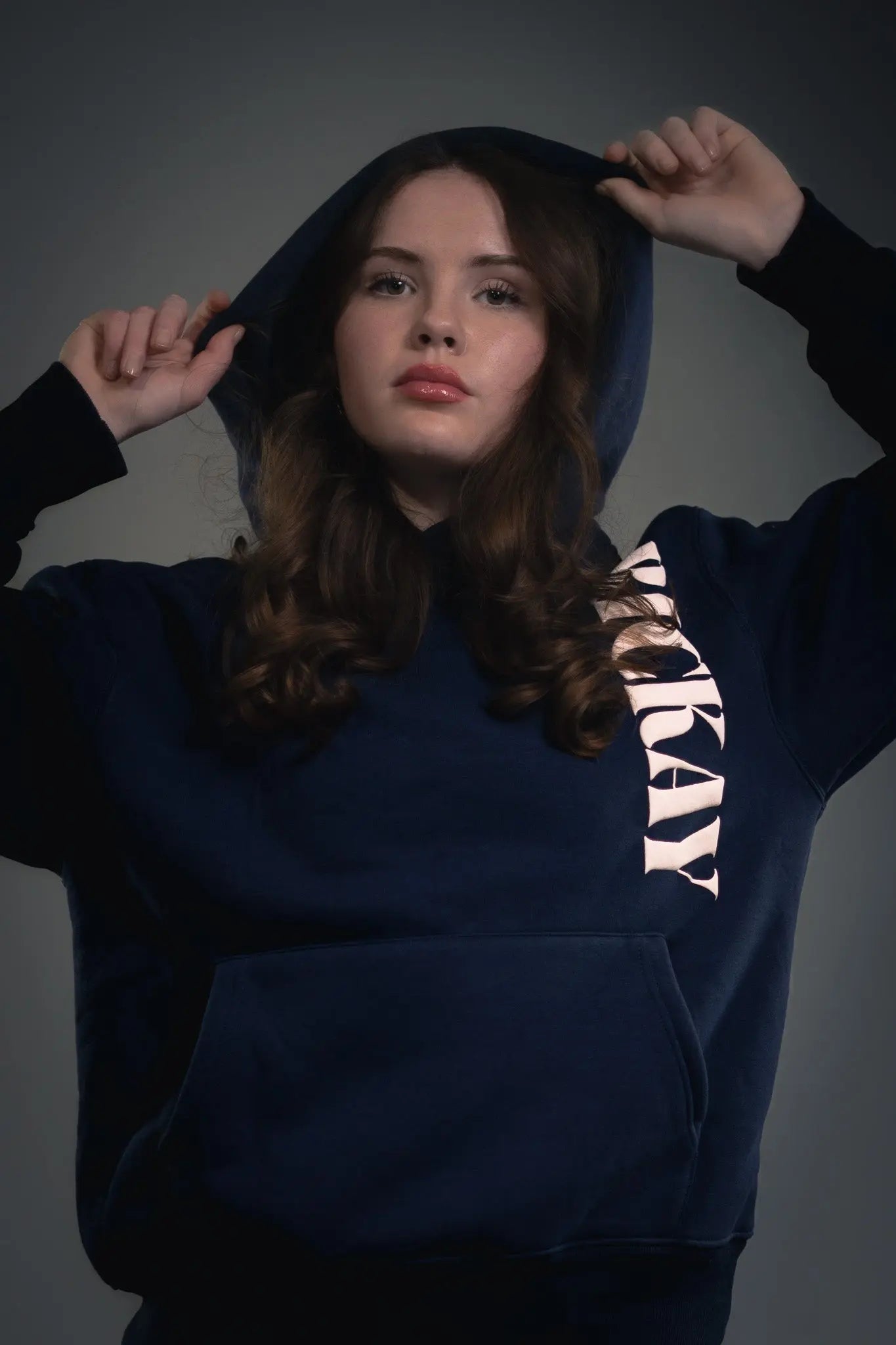 navy blue hoodie