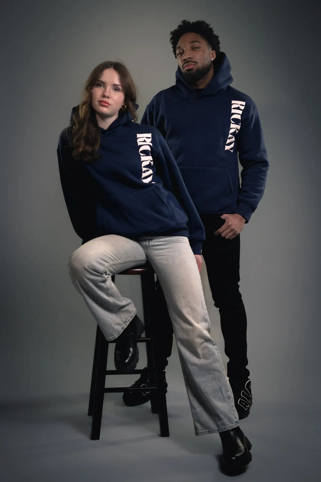 Rickay navy vertical statement hoodie back view