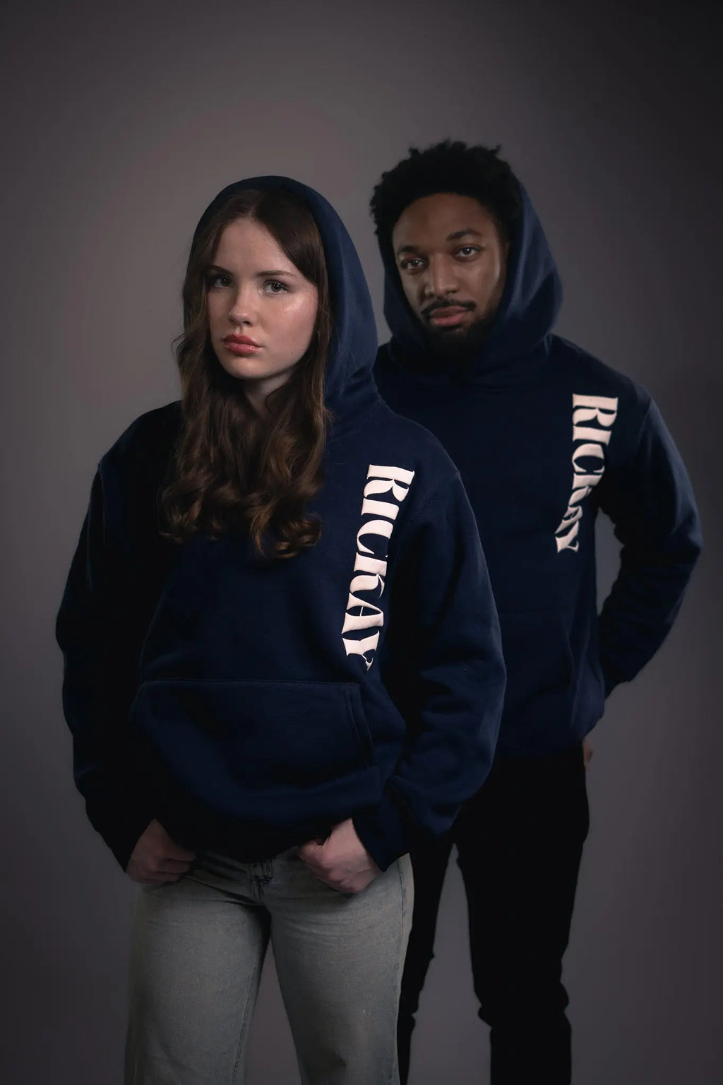 Rickay streetwear hoodie navy blue oversized fit